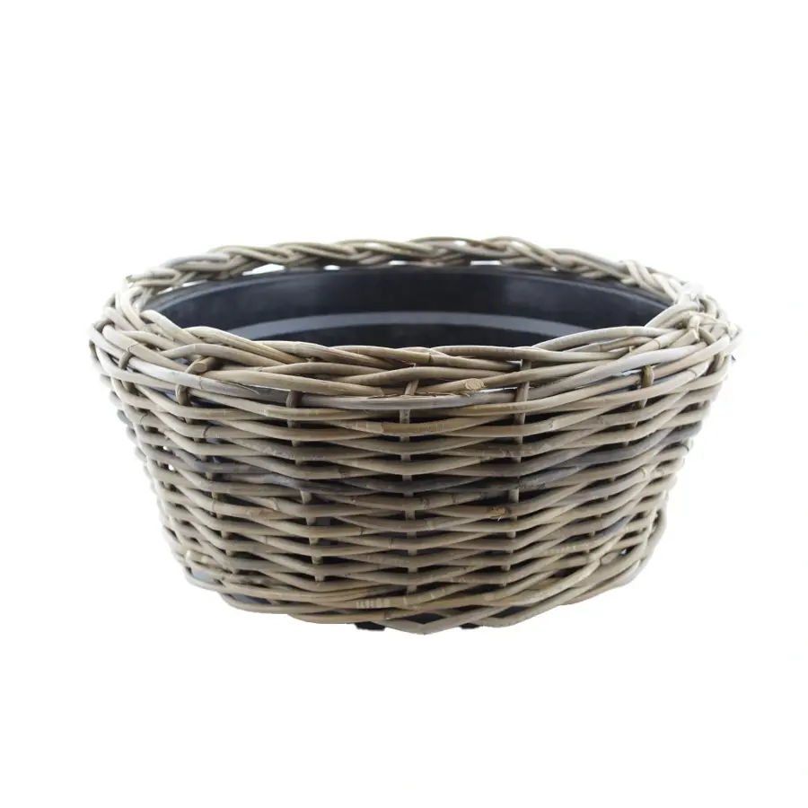 Drypot Schaal Rotan Grijs d55h24cm