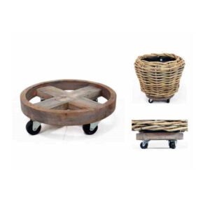 Plantenstandaard Op Wielen - 43 x 11 cm - Hout